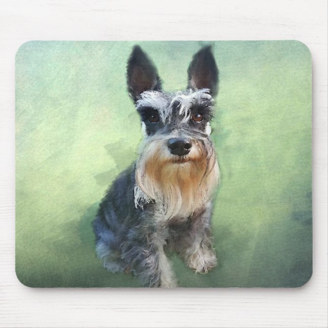 Miniatur Schnauzer Dog Aquarellmalerei Mousepad (Vorne)