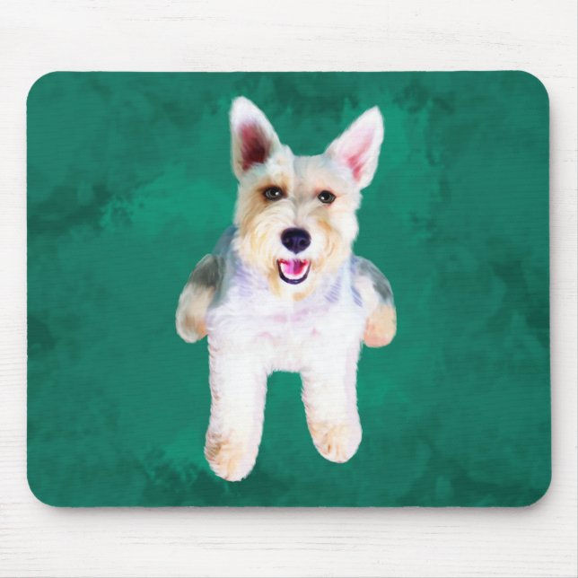 Miniatur Schnauzer Dog Aquarellmalerei Mousepad (Vorne)