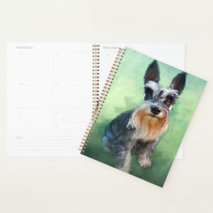 Miniatur Schnauzer Dog Aquarellmalerei Planer
