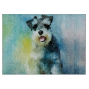 Miniatur Schnauzer Dog Aquarellmalerei Schneidebrett