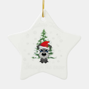 Miniatur Schnauzer durch Schnee Weihnachtshund Keramik Ornament