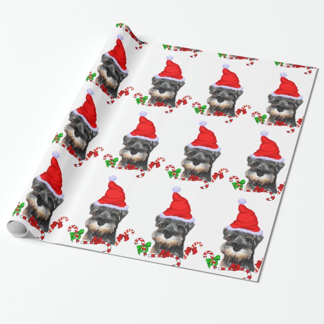 Miniatur-Schnauzer für Weihnachtsmannmütze-Umschla Geschenkpapier (Ungerollt)