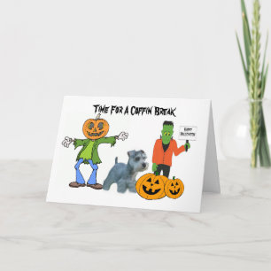 Miniatur Schnauzer Halloween-Grußkarte Karte
