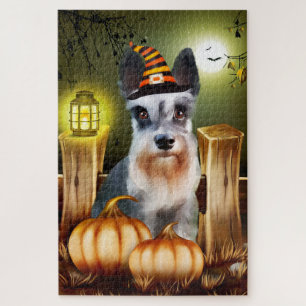 Miniatur Schnauzer Halloween-Puzzle. Puzzle