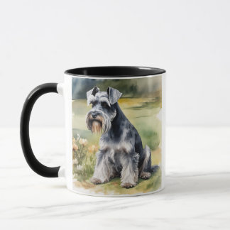Miniatur Schnauzer im Garten - Wasserfarbe Tasse