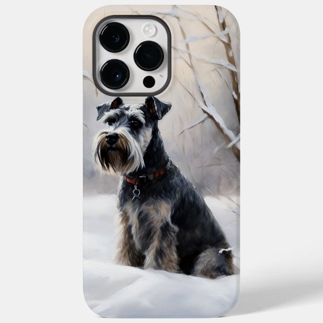 Miniatur Schnauzer lassen es Schnee Weihnachten Case-Mate iPhone Hülle (Rückseite)