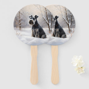 Miniatur Schnauzer lassen es Schnee Weihnachten Fächer