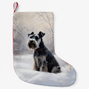 Miniatur Schnauzer lassen es Schnee Weihnachten Kleiner Weihnachtsstrumpf