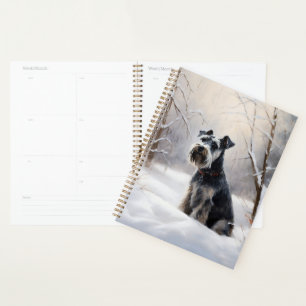 Miniatur Schnauzer lassen es Schnee Weihnachten Planer