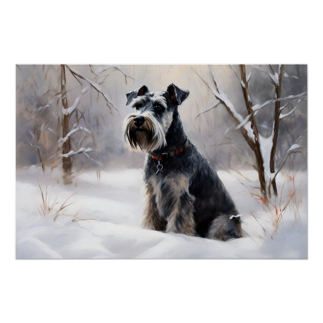 Miniatur Schnauzer lassen es Schnee Weihnachten Poster (Vorderseite)