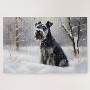 Miniatur Schnauzer lassen es Schnee Weihnachten Puzzle
