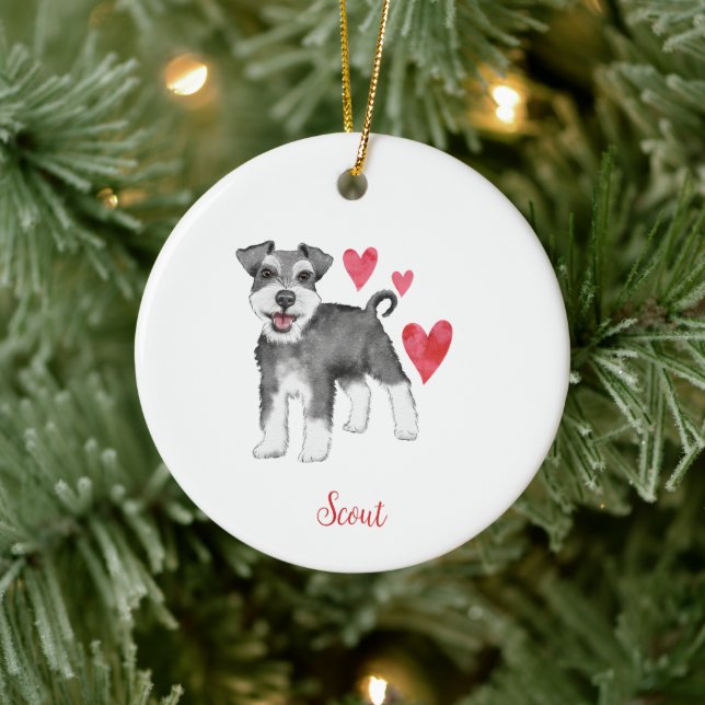 Miniatur Schnauzer Mini Schnauzer Custom Text Keramik Ornament (Baum)