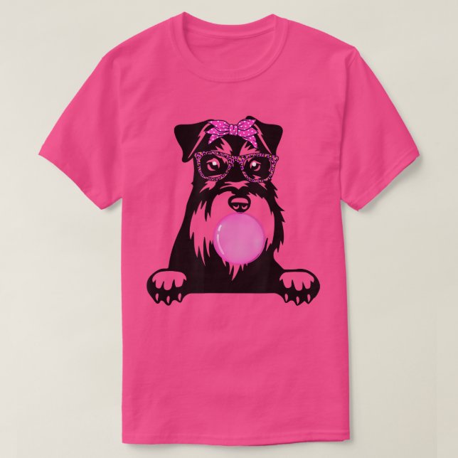 Miniatur Schnauzer mit Kaugummi-Bandana-Glasse T-Shirt (Design vorne)