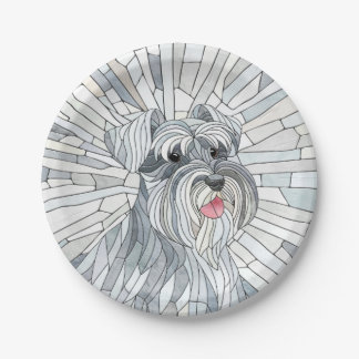 Miniatur Schnauzer Mosaik Art Pappteller