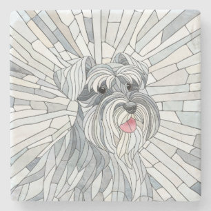 Miniatur Schnauzer Mosaik Art Steinuntersetzer