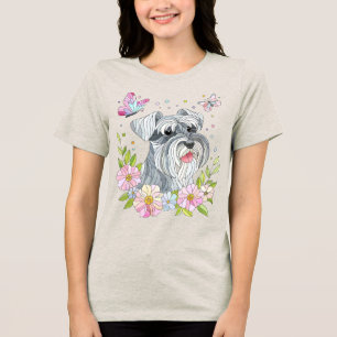 Miniatur Schnauzer Mosaik Art Tri-Blend Shirt