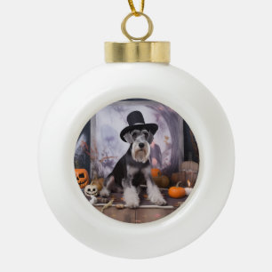 Miniatur Schnauzer Pumpkins Halloween Beängstigend Keramik Kugel-Ornament