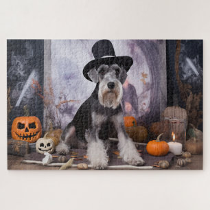 Miniatur Schnauzer Pumpkins Halloween Beängstigend Puzzle