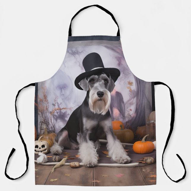 Miniatur Schnauzer Pumpkins Halloween Beängstigend Schürze (Vorderseite)