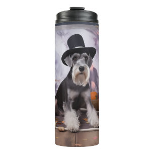 Miniatur Schnauzer Pumpkins Halloween Beängstigend Thermosbecher