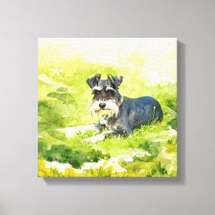 Miniatur Schnauzer Wasserfarbe Digitale Kunst Leinwanddruck