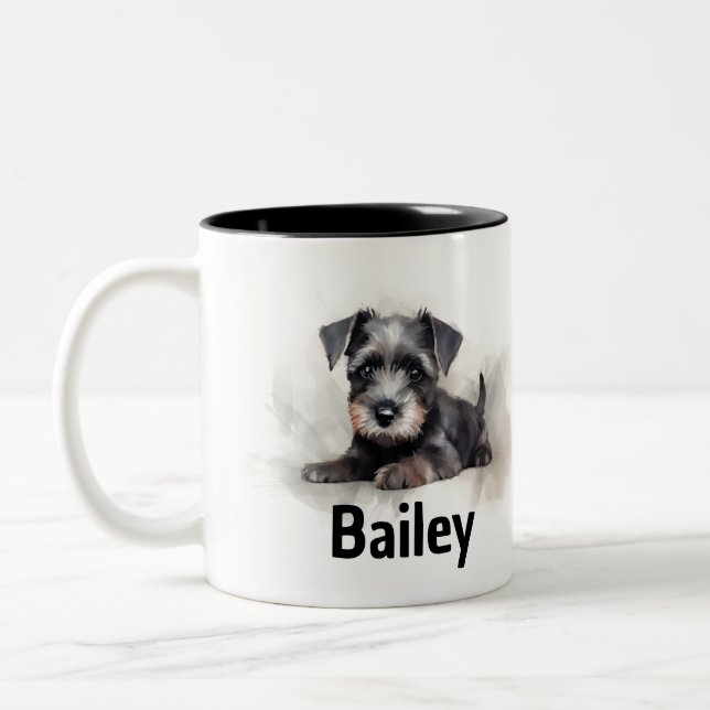 Miniatur Schnauzer Wasserfarbe Tasse (Links)