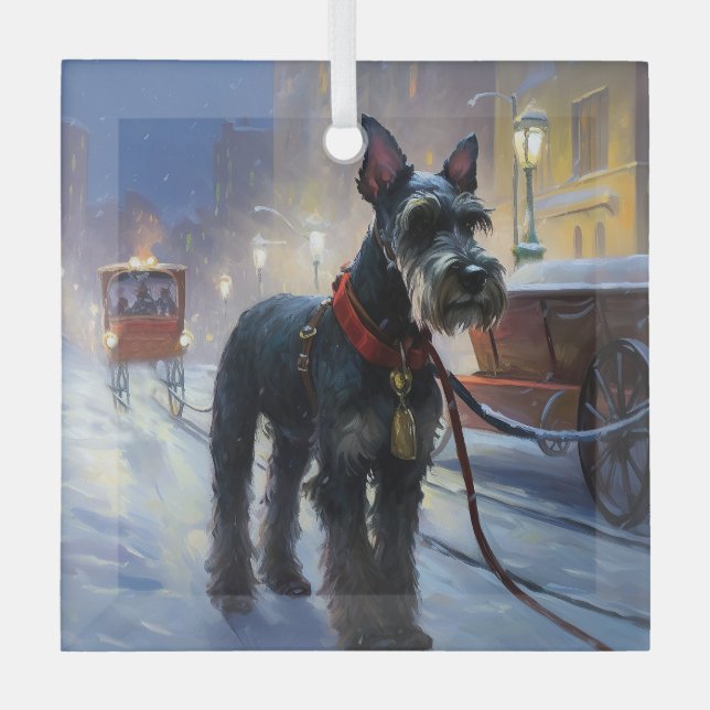 Miniatur Schnauzer Weihnachtsfeiertage Ornament Aus Glas (Vorderseite)