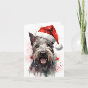 Miniatur Schnauzer Weihnachtsmalerei rund um zwei Karte