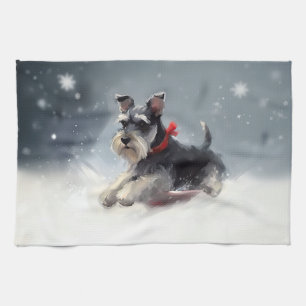 Miniatur Schnauzer Weihnachtsschnee Winter Geschirrtuch
