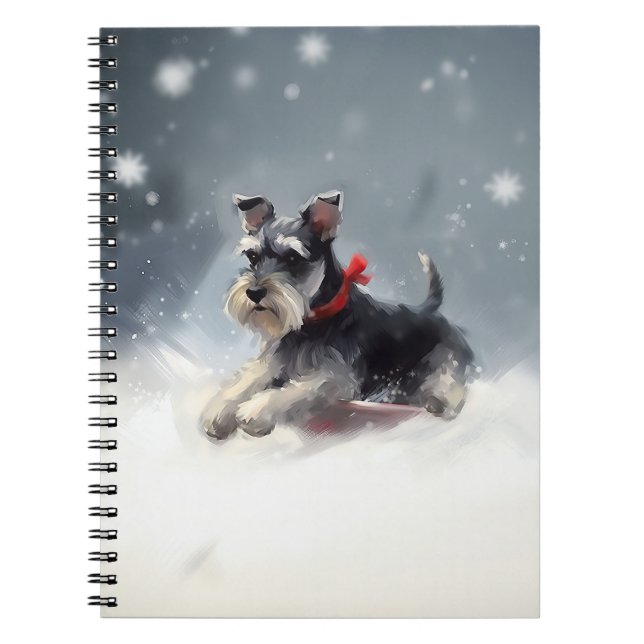 Miniatur Schnauzer Weihnachtsschnee Winter Notizblock (Vorderseite)