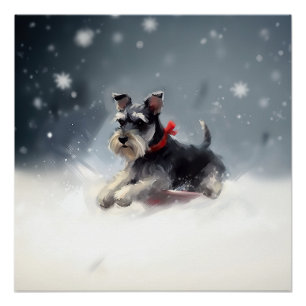 Miniatur Schnauzer Weihnachtsschnee Winter Poster