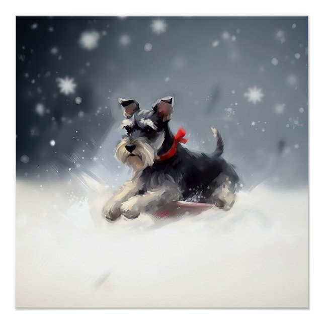 Miniatur Schnauzer Weihnachtsschnee Winter Poster (Vorderseite)