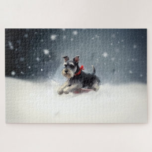 Miniatur Schnauzer Weihnachtsschnee Winter Puzzle