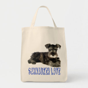 Miniatur Schnauzer Welpen Hund Liebe Blaue Tasche