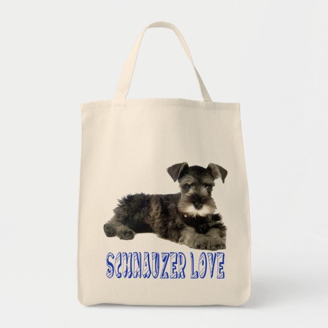 Miniatur Schnauzer Welpen Hund Liebe Blaue Tasche (Vorne)