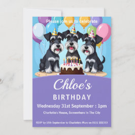 Miniatur Schnauzers Geburtstagsparty Einladung