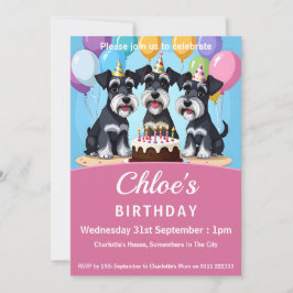Miniatur Schnauzers Geburtstagsparty Einladung