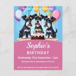 Miniatur Schnauzers Geburtstagsparty Einladungspostkarte