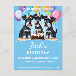 Miniatur Schnauzers Geburtstagsparty Einladungspostkarte