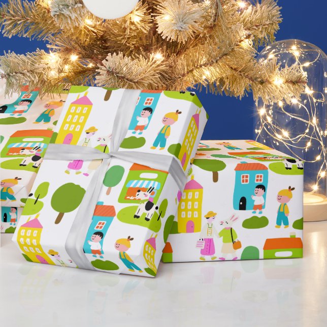 Miniatur-Stadt Szene (BITTE UNTEN LESEN) Geschenkpapier (Feiertage)