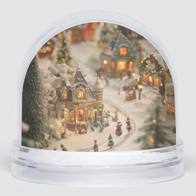 Miniatur Weihnachtsdorf Schneebedeckter Winter Schneekugeln (Vorderseite)