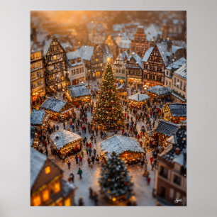 Miniatur-Weihnachtsmarktdorf Poster