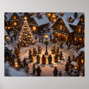 Miniatur-Weihnachtssänger auf dem Platz Poster