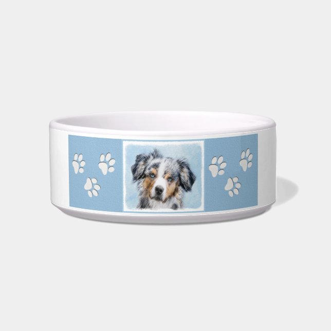 Miniaturamerikanische Hirtenmalerei - Hundekunst Napf (Rechts)