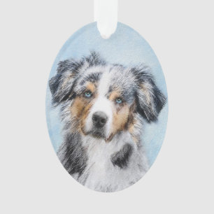 Miniaturamerikanische Hirtenmalerei - Hundekunst Ornament