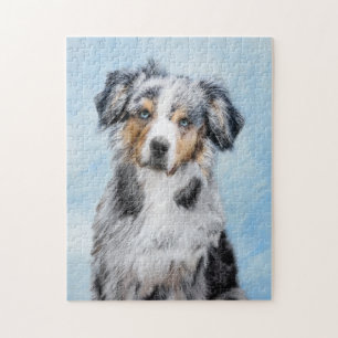 Miniaturamerikanische Hirtenmalerei - Hundekunst Puzzle