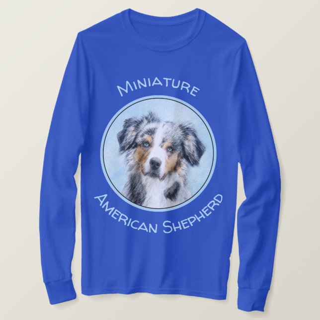 Miniaturamerikanische Hirtenmalerei - Hundekunst T-Shirt (Design vorne)