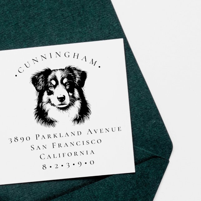 Miniaturamerikanische Schäferhunde Rücksendeadress Gummistempel (Von Creator hochgeladen)