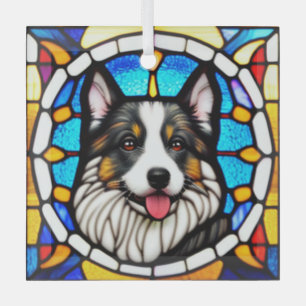 Miniaturamerikanischer Schäferhund "gestanztes Gla Ornament Aus Glas