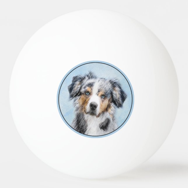 Miniaturbild Amerikanischer Hirtenmaler - Hundekun Tischtennisball (Vorderseite)